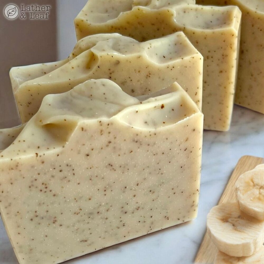 Banana, Milk + Oatmeal Cold Process Soap Natural Handcrafted Artisan Soap Bar